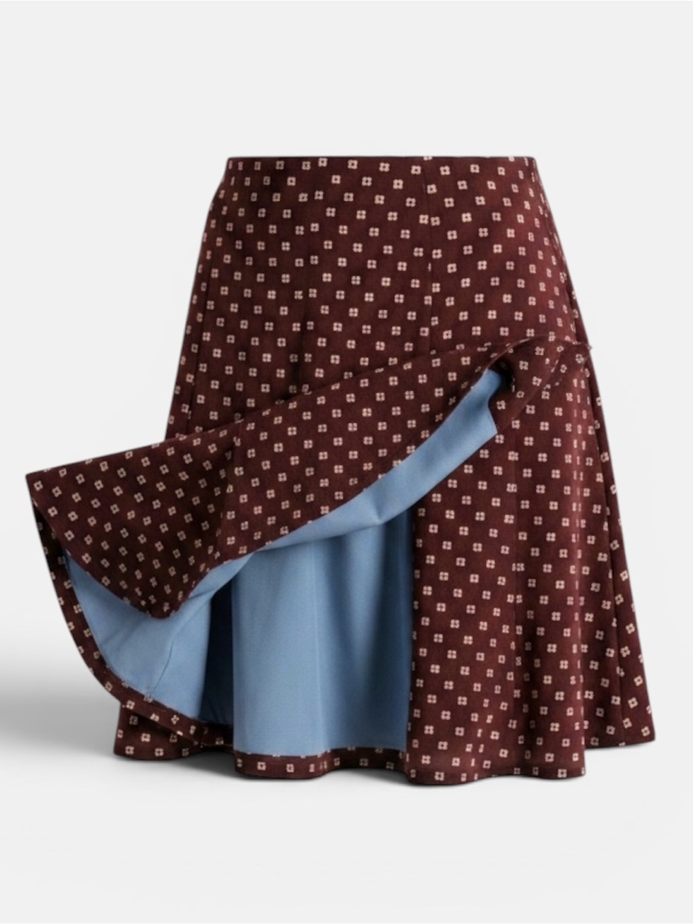 GAP Decorative Dot Pattern Flouncy Skirt in Maroon, Beige, and Light Blue